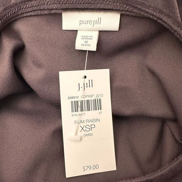 Purejill  by J.Jill Rum Raisin‎ Velvet Longsleeve Roundneck Tee Xs Petite New - Picture 7 of 10